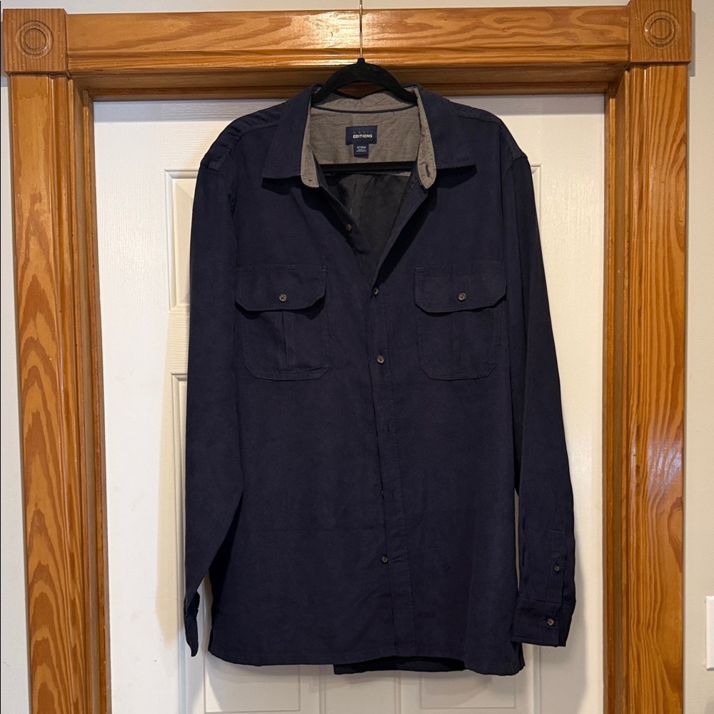 Basic Editions Navy Lightweight Button-Up Shirt Jacket